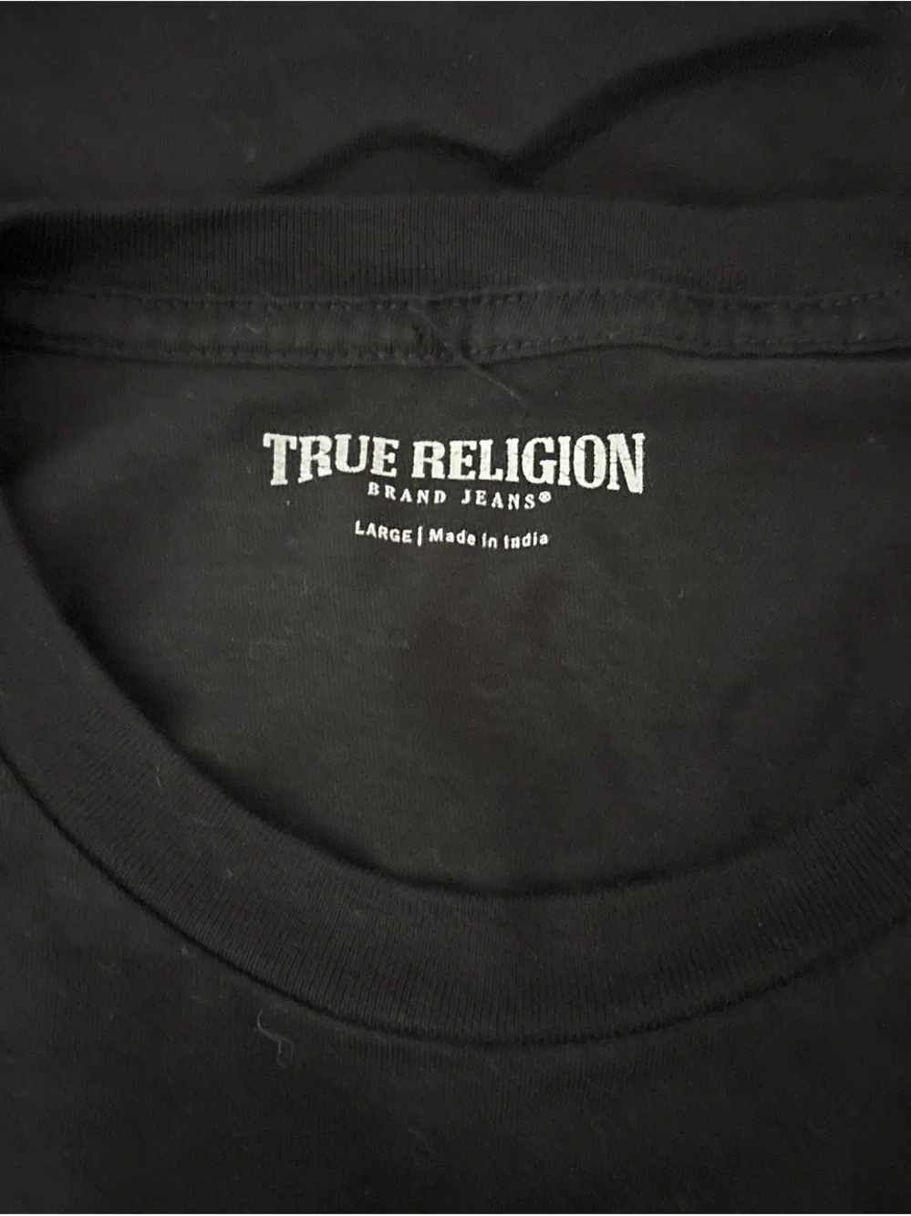 True Religion Black Short Sleeve Tee with White Horseshoe Logo